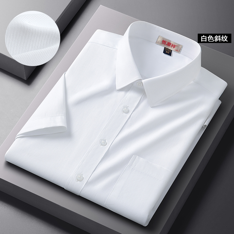 恒源祥2025夏季新款男士短袖衬衫薄款免烫纯棉衬衣中老年爸爸装C