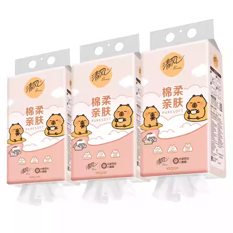 清风棉柔挂抽4层250抽1提纸巾抽纸面巾纸实惠高清大图