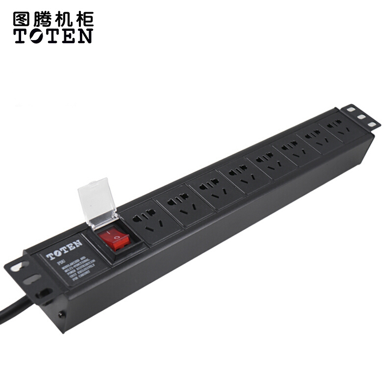 图腾(TOTEN)8位16A PDU 机柜电源分配器 多用插孔pdu电源 机柜专用插座 网络机柜PDU带开关3米线