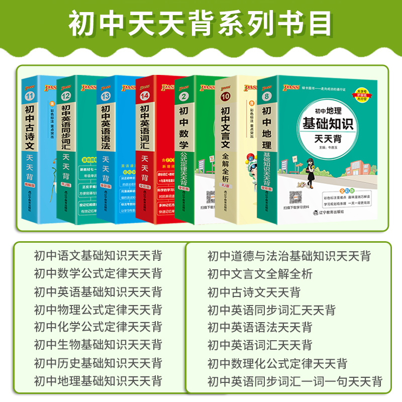 [5本套装]语数英物化 初中通用 [正版]初中基础知识天天背 小四门必背知识点汇总小册子口袋书 语文数学英语物理化学政治高清大图