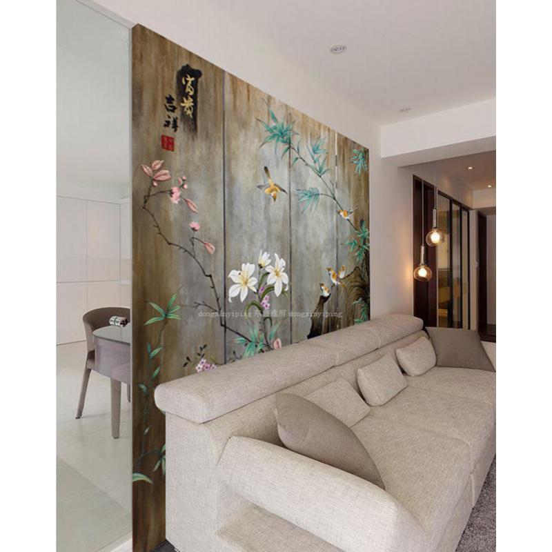 BONJEAN新中式屏风家庭客厅卧室书房隔断现代简约折屏实木装饰背景墙高清大图
