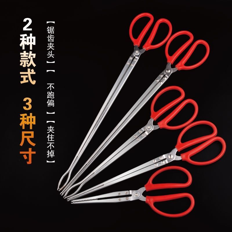 黄鳝夹鳝鱼钳垃圾夹泥鳅螃蟹夹子钳子防滑夹鱼神器捉鱼器龙虾工具 不锈钢直头款（长28cm）