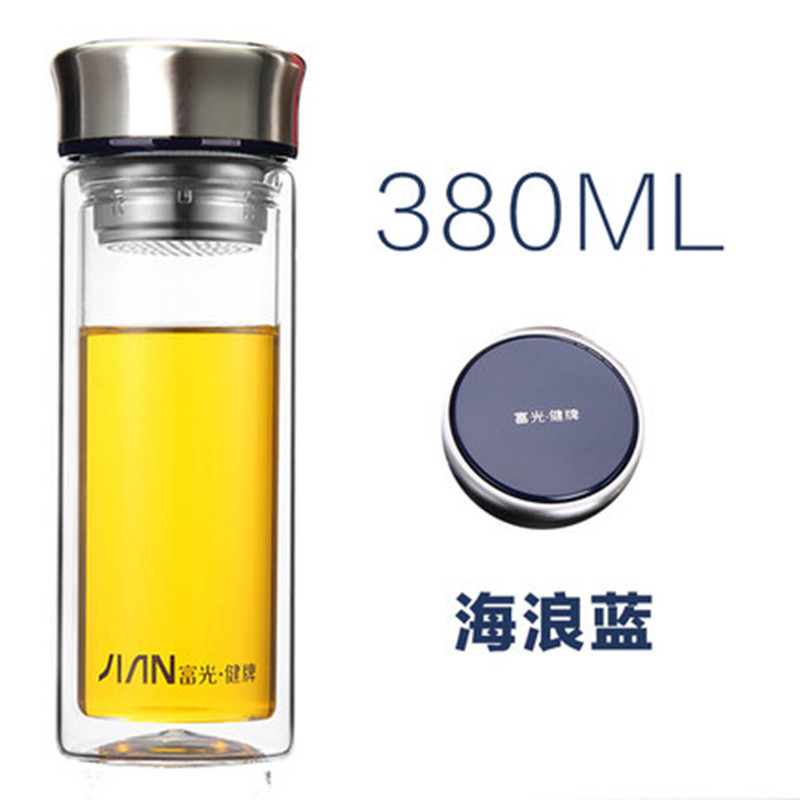 富光双层玻璃杯水杯男女耐热带盖杯子过滤茶杯