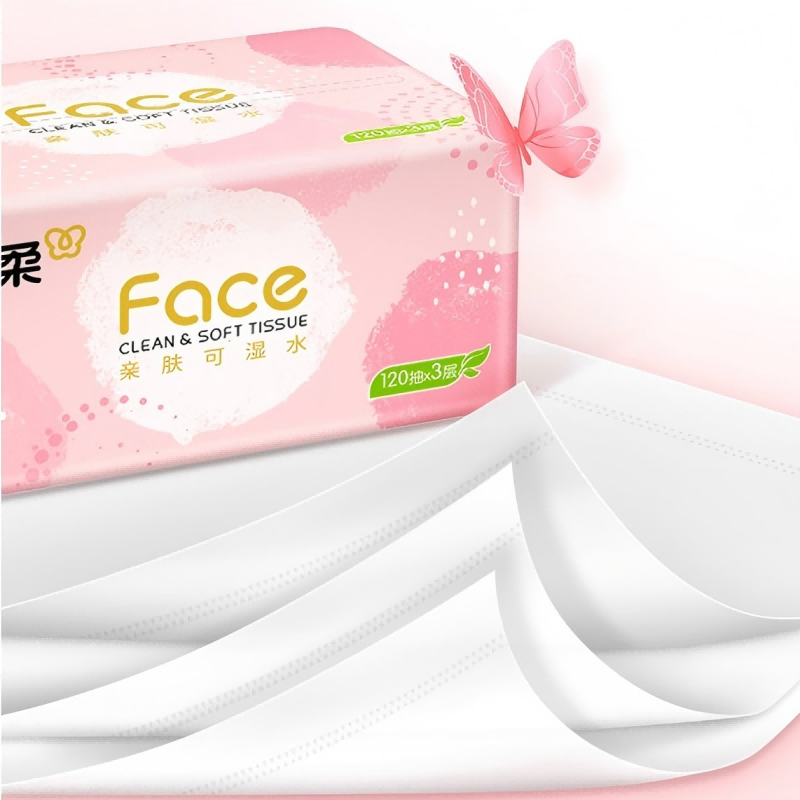 洁柔牌 PR273-03A纸面巾(粉FACE软抽)120抽3层(3包装)一提