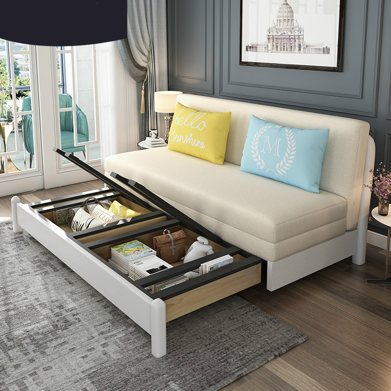 森美人实木沙发床两用多功能可折叠客厅小户型坐卧双人18田园韩式