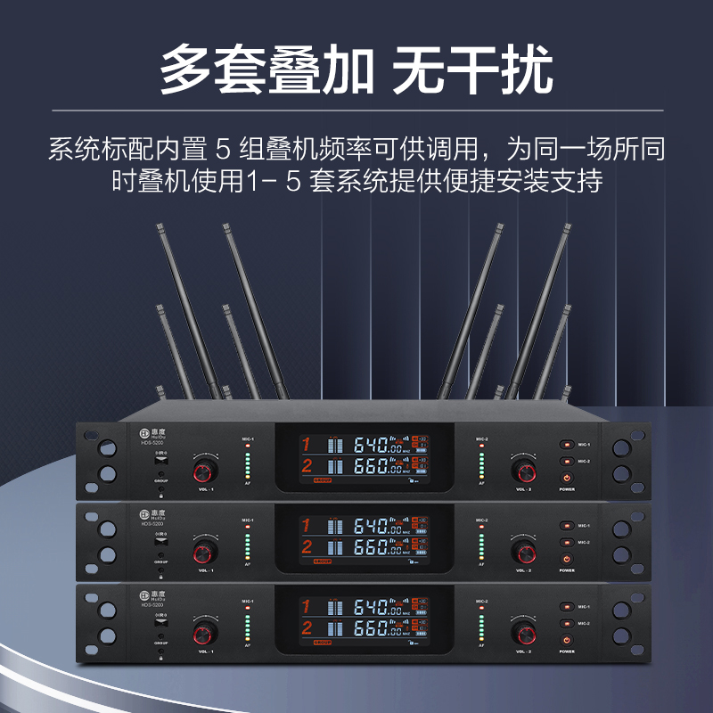 惠度(HuiDu)HDS-5400专业无线话筒一拖四真分集麦克风会议演讲舞台婚庆主持学校操场户外演唱话筒鹅颈款高清大图