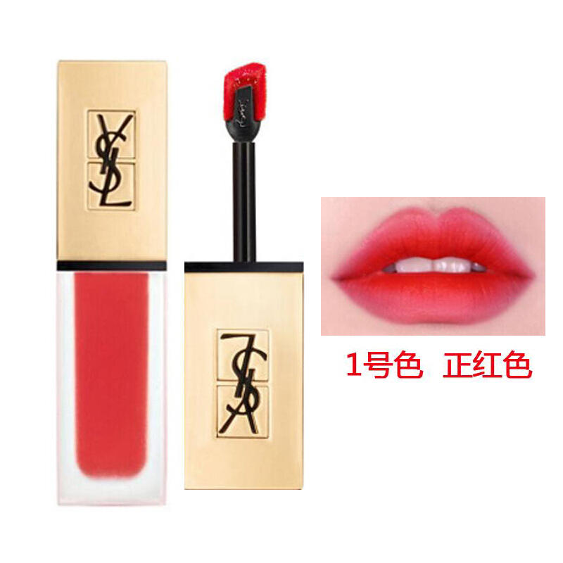 YSL圣罗兰丝绒哑光雾面唇釉唇彩唇蜜口红2017秋季新品 1#正红色 6ml