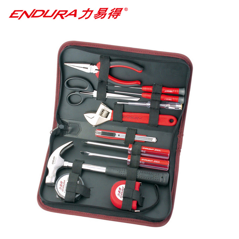 力易得(ENDURA) 12件套便携式组套 维修组套 手动工具组套五金工具箱 货号E1125