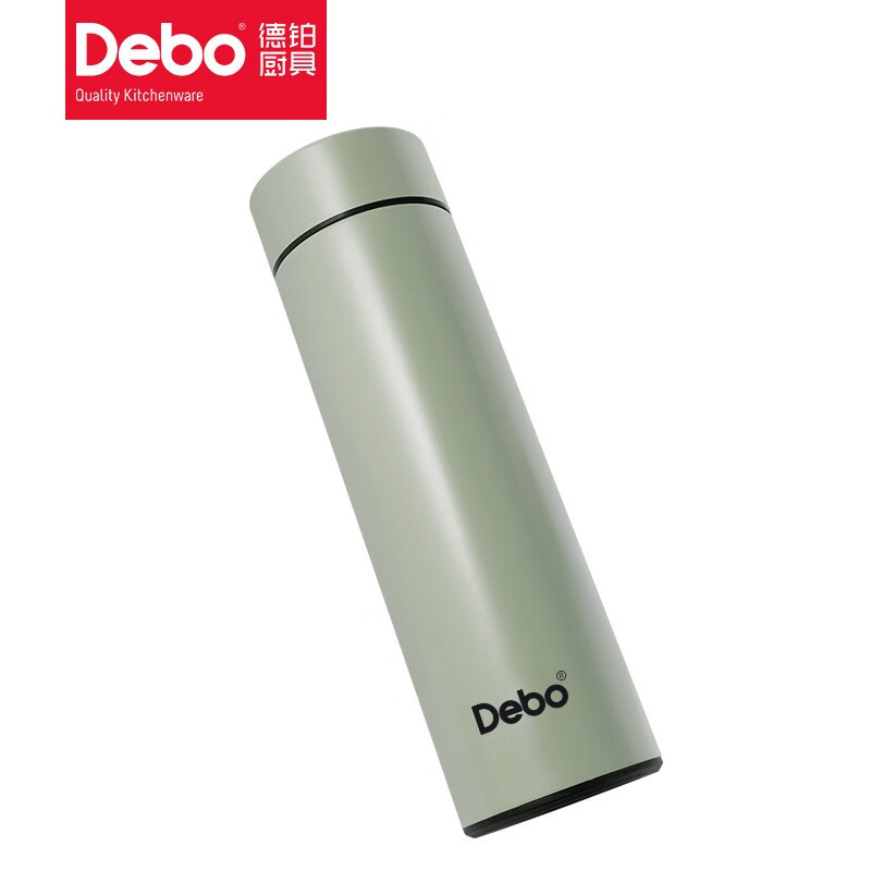 Debo德铂 智能显示温度保温杯不锈钢直身杯500ml 绿色 DEP-736高清大图