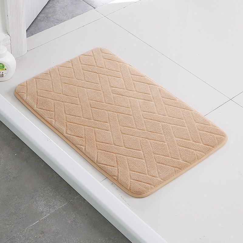 家柏饰(CORATED)卫生间吸水地垫厨房脚垫卫浴室防滑垫子家用口进垫卧室地毯 菱形驼色 40×60cm【2件装】实惠