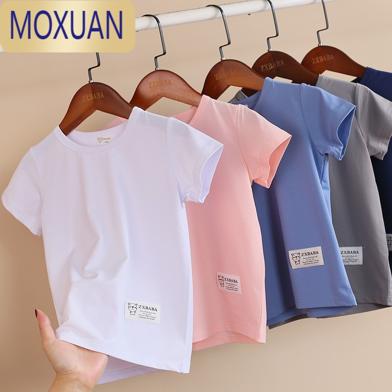 MOXUAN儿童速干冰丝短袖T恤夏童装男女童半袖网眼休闲运动圆领衫中大童