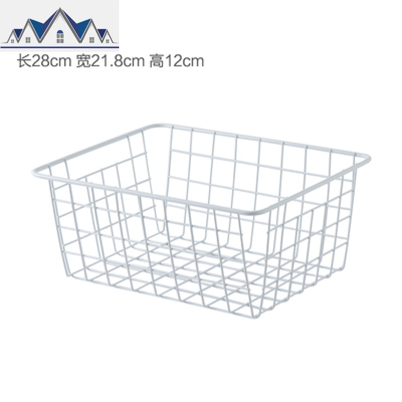 日式铁艺收纳篮厨房零食收纳筐桌面玩具篮子衣柜衣物收纳框 三维工匠 白色
