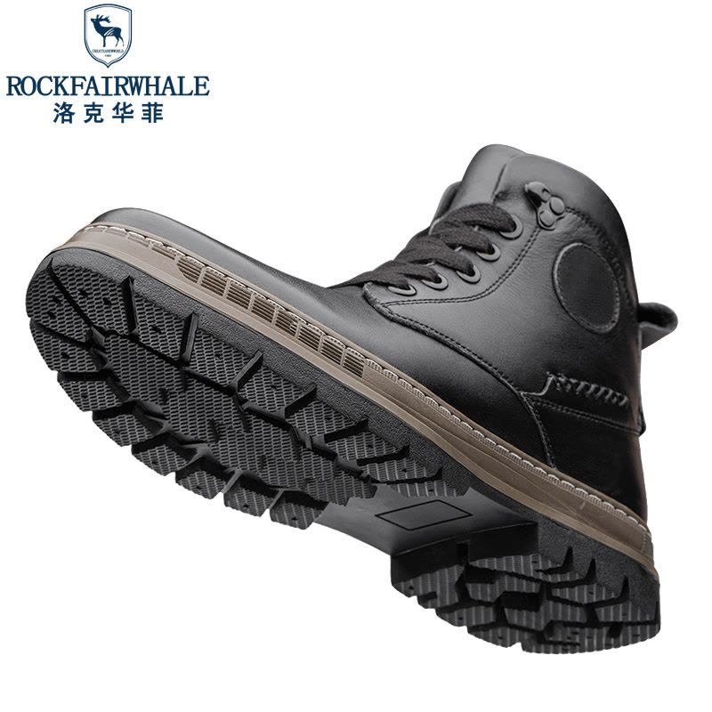 洛克华菲马丁靴男高帮2024中帮男士新款潮男鞋英伦风皮靴男款皮鞋冬季加绒图片