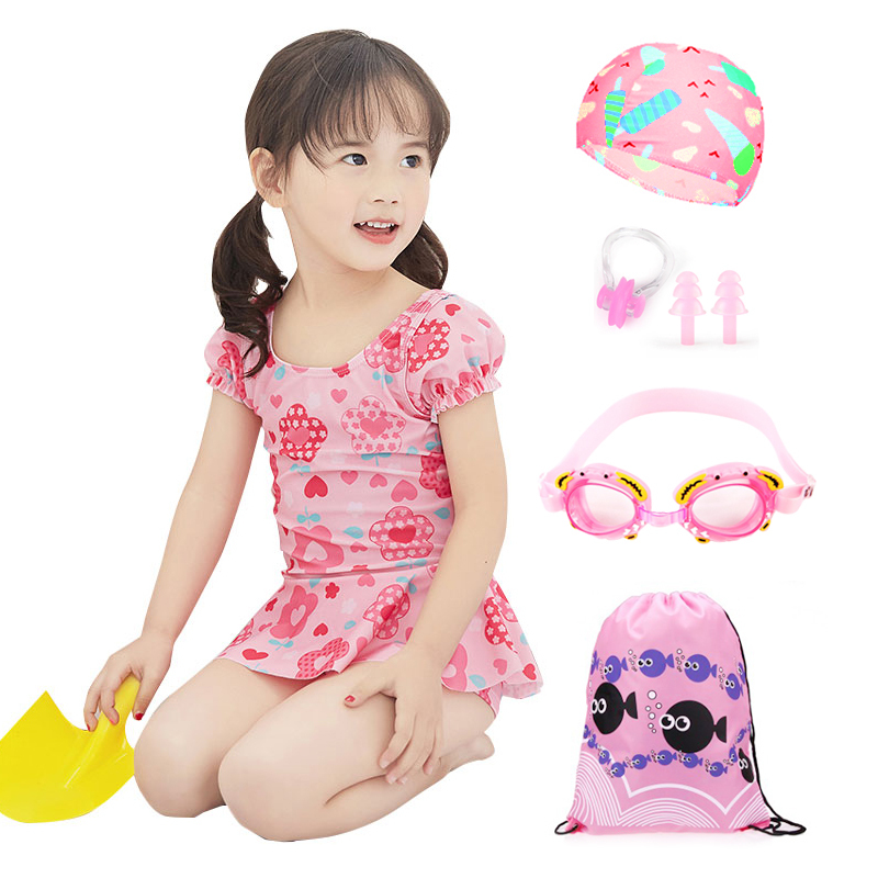 儿童泳衣女童小童可爱连体速干公主裙式女孩宝宝2-3岁8岁游泳装备