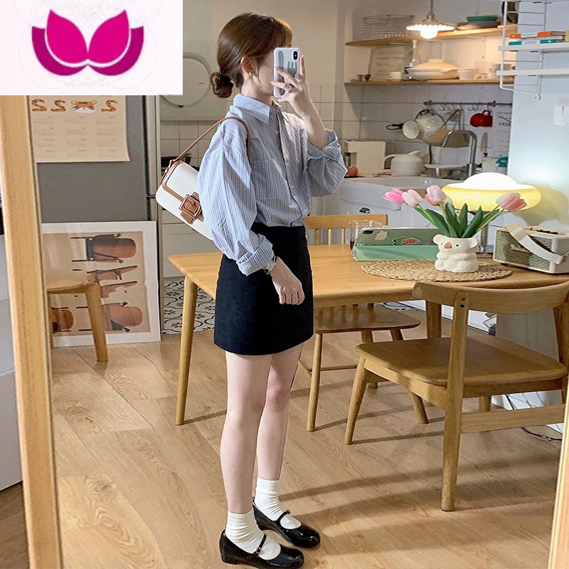 七斓早春装2023新款茶系穿搭整套别致独特御姐马甲衬衫连衣裙子套装女高清大图