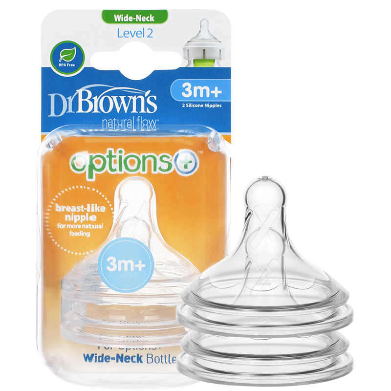 布朗博士（DrBrown’s）爱宝选PLUS流量2宽口硅胶奶嘴（2个装）高清大图