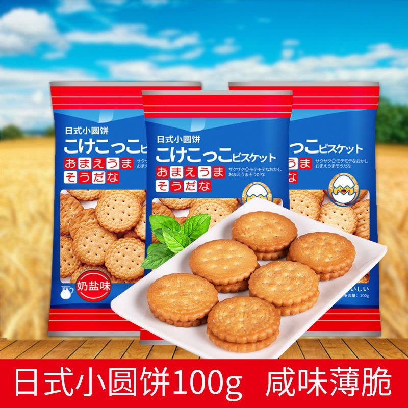 日式小圆饼干奶盐味100g网红天日盐休闲零食薄脆奶盐饼干约36个图片