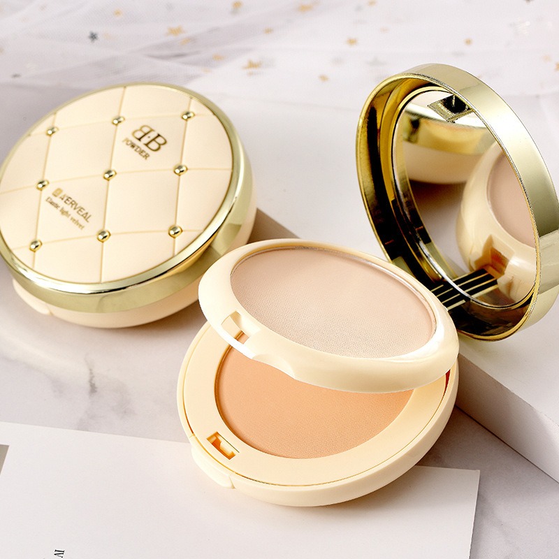 艾尔维雅弹力轻纱bb粉饼干湿两用双层粉饼保湿控油遮瑕定妆粉底