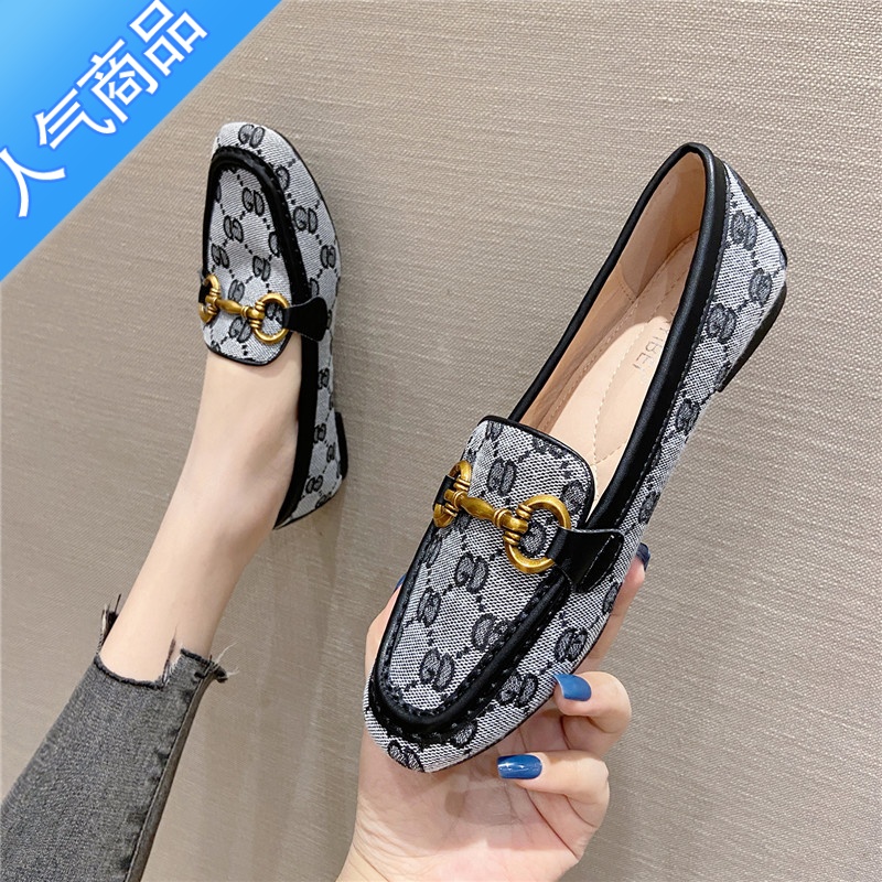 SUNTEK小香风平底单鞋2023夏季新款四季瓢鞋大码乐福鞋软底不累脚女鞋子高清大图