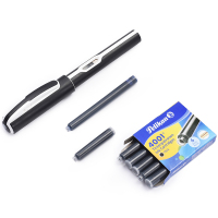 百利金(Pelikan ) style P57d 黑色 F尖 学生办公钢笔熊猫礼盒装