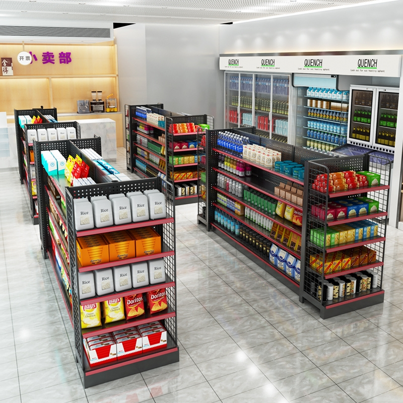 法耐定制超市货架展示架商店小卖部便利店零食店饮料牛奶展示架烟酒