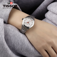 天梭(TISSOT)PR100系列日历窗格条字时标钢带女士石英表