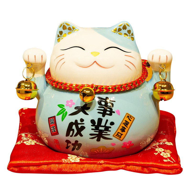 猫摆件发财猫陶瓷日本存钱储蓄罐 店铺开业创意礼品小号陶瓷 三维工匠 一套6只猫高清大图