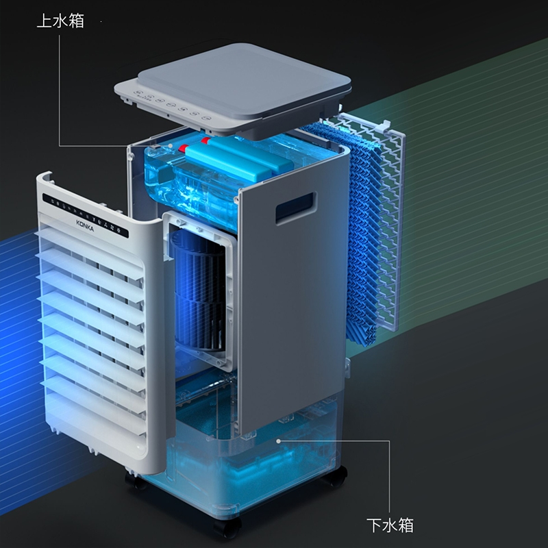 康佳(KONKA)空调扇制冷风扇加水冷风机冷气扇家用宿舍移动小型空调扇_遥升级控款双水箱