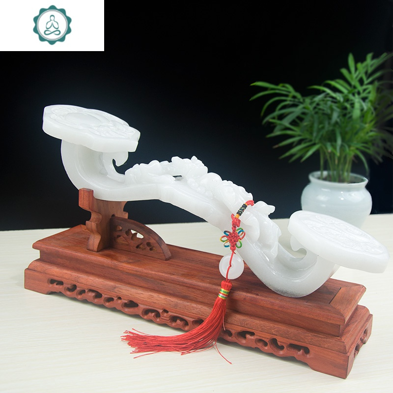 玉如意摆件客厅酒柜玄关商铺乔迁天然玉石礼品新房装饰 封后 26厘米