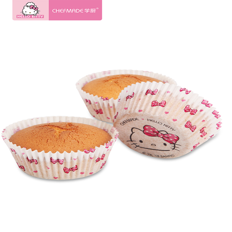 学厨 HELLO KITTY 马芬纸杯蛋糕模具 7cm雪媚娘纸托 烤蛋糕纸杯 蛋糕杯 烘焙纸杯100只装 KT7067高清大图