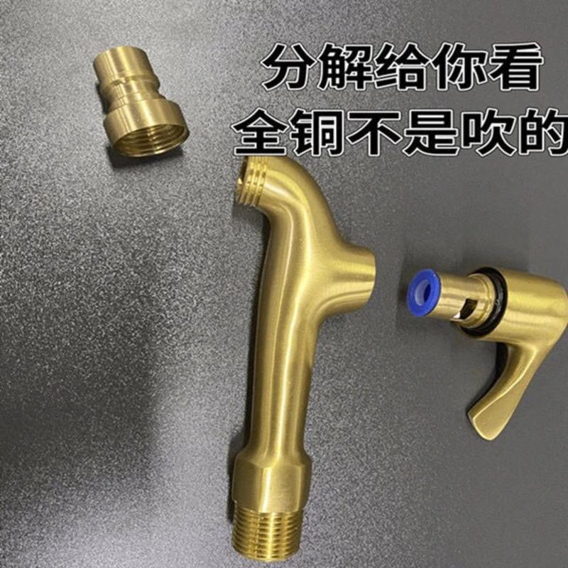 全铜特厚角阀+洗衣机扣本色 全铜洗衣机水龙头开关专用水池拖把池滚筒龙头4/6分一进二出加长