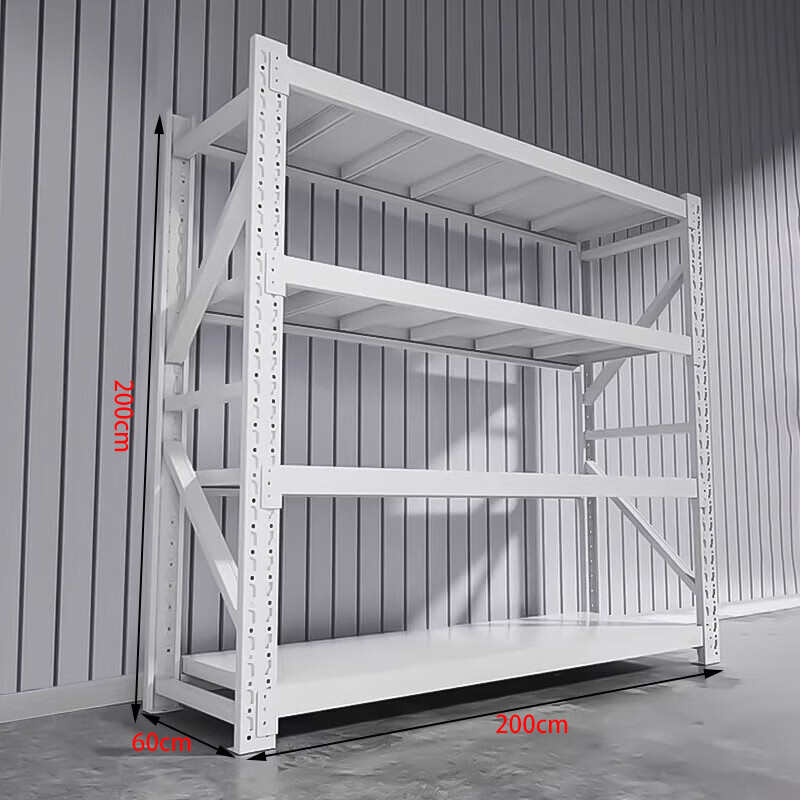 锦北货架仓储货架置物架重型落地器材架200*60*200cm380kg白色/4层高清大图