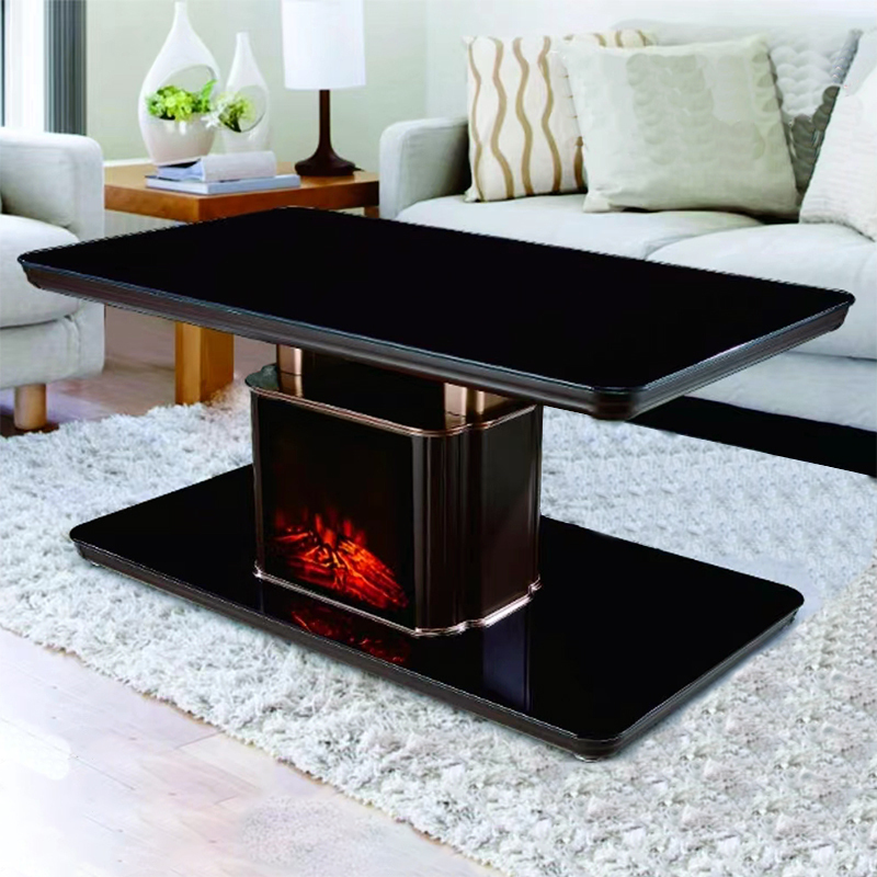 美之家辉煌欧式动态仿真火壁炉岩板语音磁炉140*80cm智能升降电暖炉黑