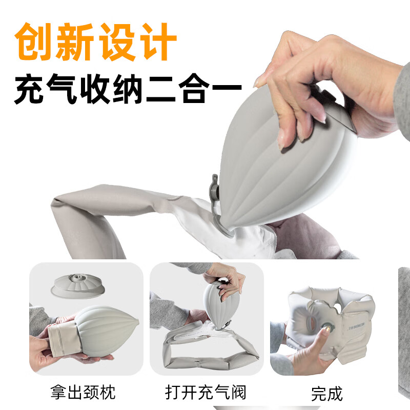 和正充气颈托枕-HZ-A1珊瑚粉 颈部揉捏按摩仪热敷护颈仪家用办公室高清大图
