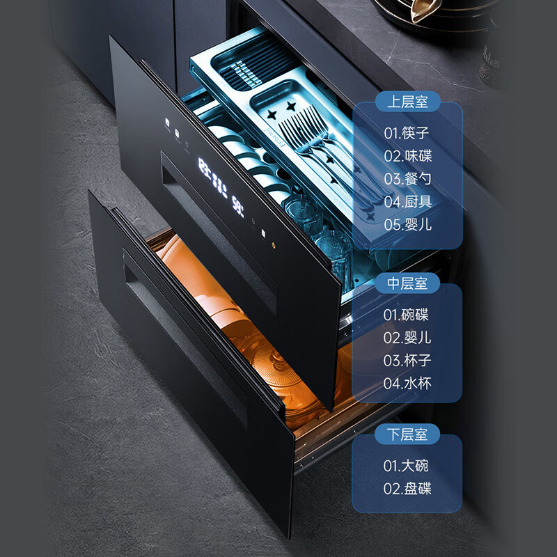 容声(RONGSHENG)消毒柜家用嵌入式消毒碗柜婴式消毒碗柜烘干一体机家庭碗筷餐具消毒收纳柜餐具柜三层大容量 二星级高清大图