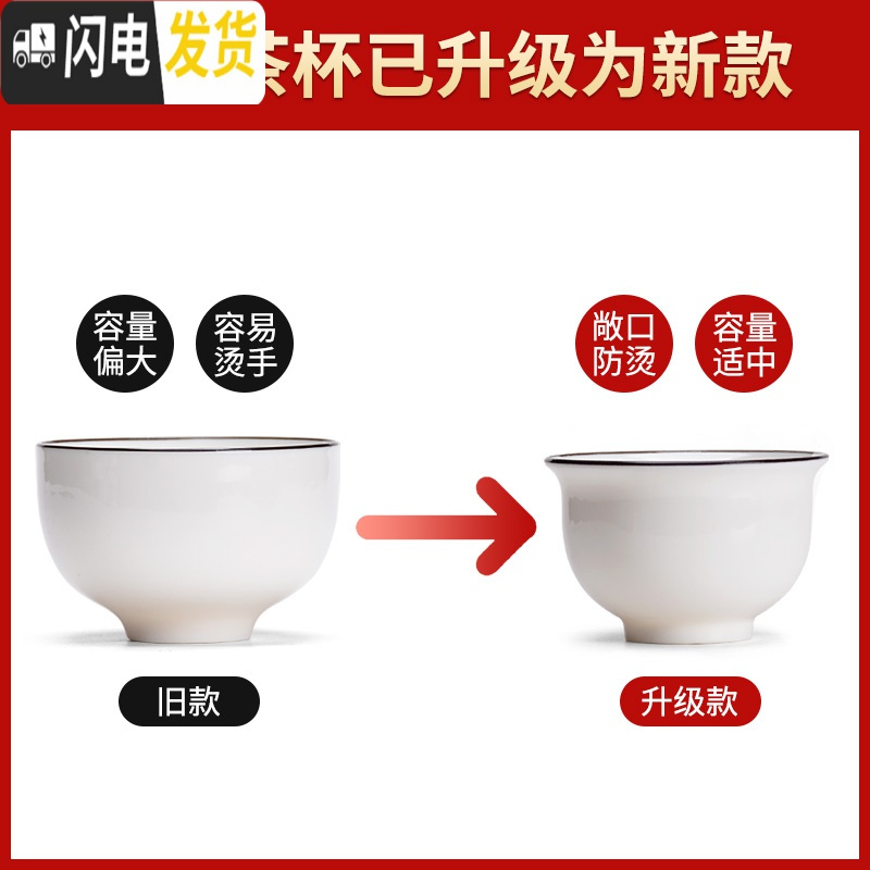 三维工匠功夫茶具套装德化白瓷盖碗家用简约整套陶瓷喝茶壶六杯办公室会客 [款]白瓷盖碗9头套组