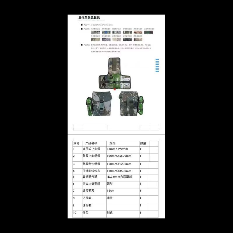单人急救包S2015 三代急救包 水墨纹夏 含配置高清大图