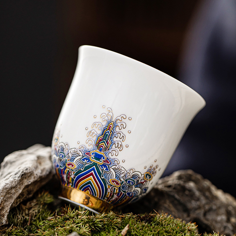領藝 皇家御品珐琅彩陶瓷茶杯主人杯单杯大品茗杯白瓷茶盏功夫茶具