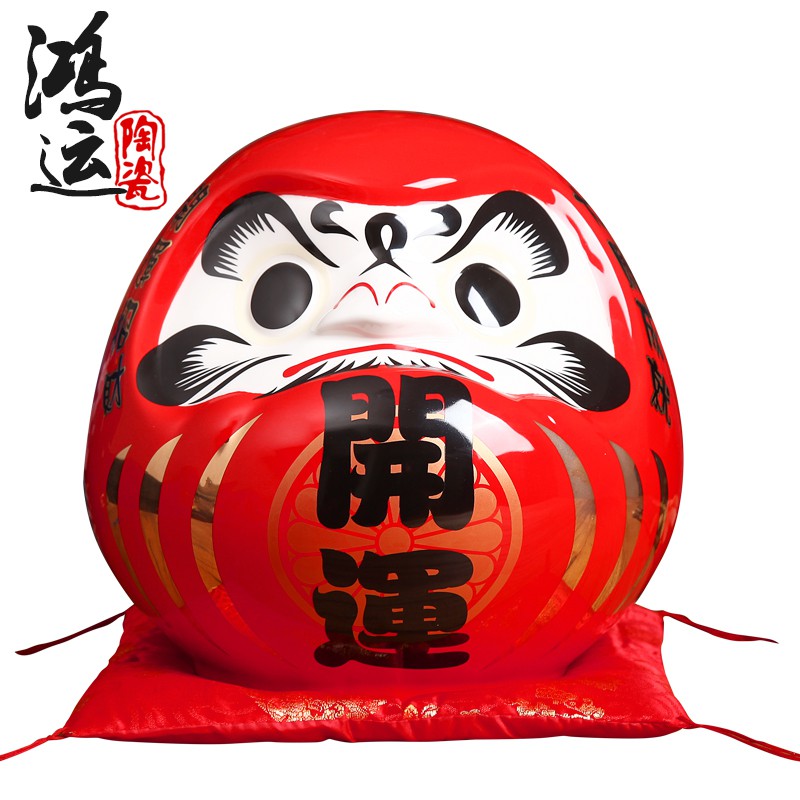 必胜达摩摆件陶瓷储钱罐日本料理装饰品猫创意礼品 三维工匠 大号黑色达摩[高24CM]猫高清大图