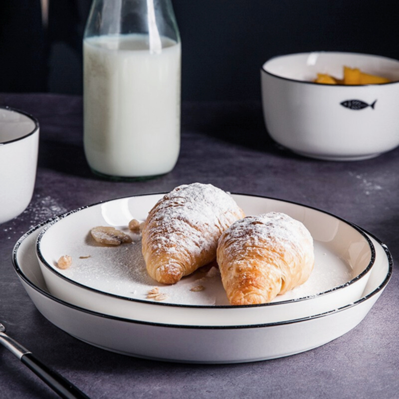 亿嘉IJARL 家用中式陶瓷餐具饭碗单个面碗汤碗大号吃饭商用沙拉碗阿米亚 7英寸盘 鱼高清大图