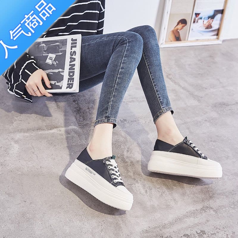 SUNTEK内增高女鞋夏厚底百搭小白鞋女2023新款板鞋夏季透气鞋子女款图片