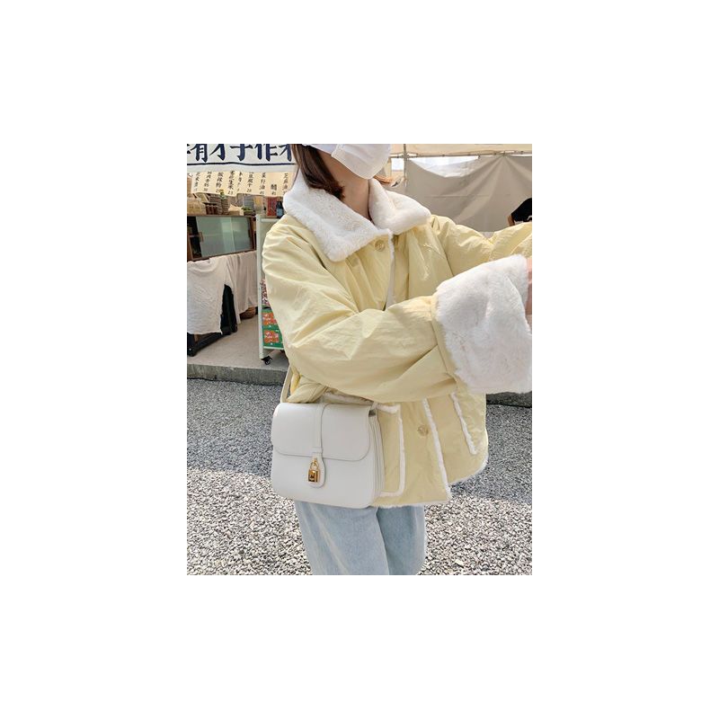 羊羔毛加绒棉服外套2021冬季新款韩版学生加绒加厚两面穿棉服上衣