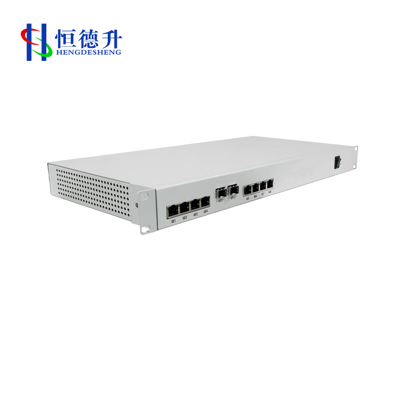 恒德升 8路物理隔离千兆网络光端机+上行万兆光口(不含光模块)HDS-A059SBH600-SFP8GE高清大图