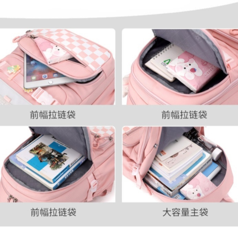 一禾亼初中学生书包中学减负护脊大容量高质量中学简约背包 紫色