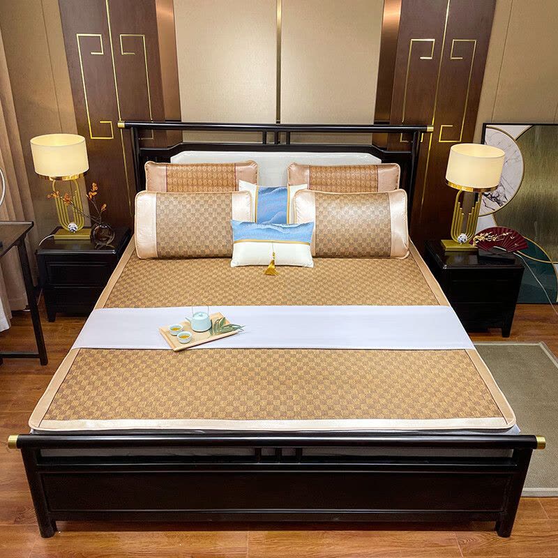 约克罗兰 夏季凉席印尼经典藤席三件套 清凉席子枕套YL1502 经典格 180*200cm图片