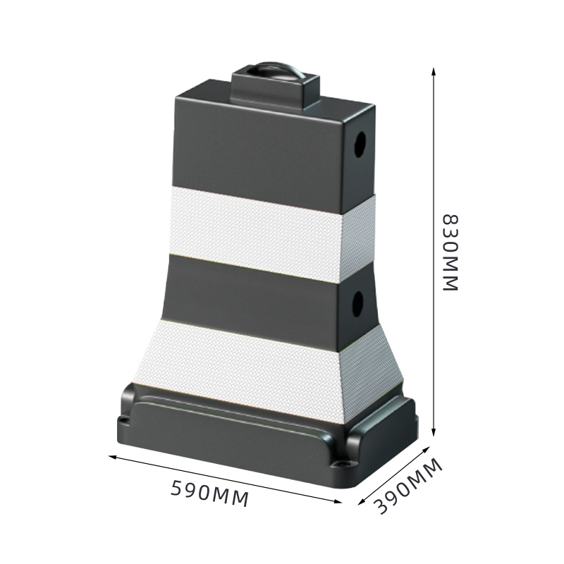 臻远ZY5072432雪糕桶堆叠式水马隔离墩防撞反光警示方墩道路安全防护路锥 PE黑体白膜高清大图