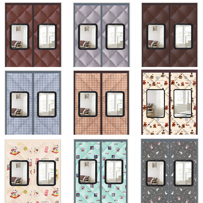 幸福派 冬季棉门帘可视窗户加厚家用空调保暖保温挡风防风密封隔断帘冬天防寒自吸新款门帘窗帘冬天保暖防风加厚棉门帘支持定制高清大图