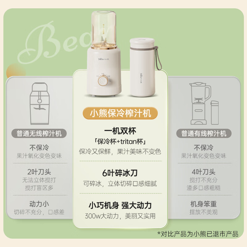 小熊(Bear)榨汁机便携保温杯保冷杯果汁机榨汁机小型果汁杯 LLJ-E05J1高清大图