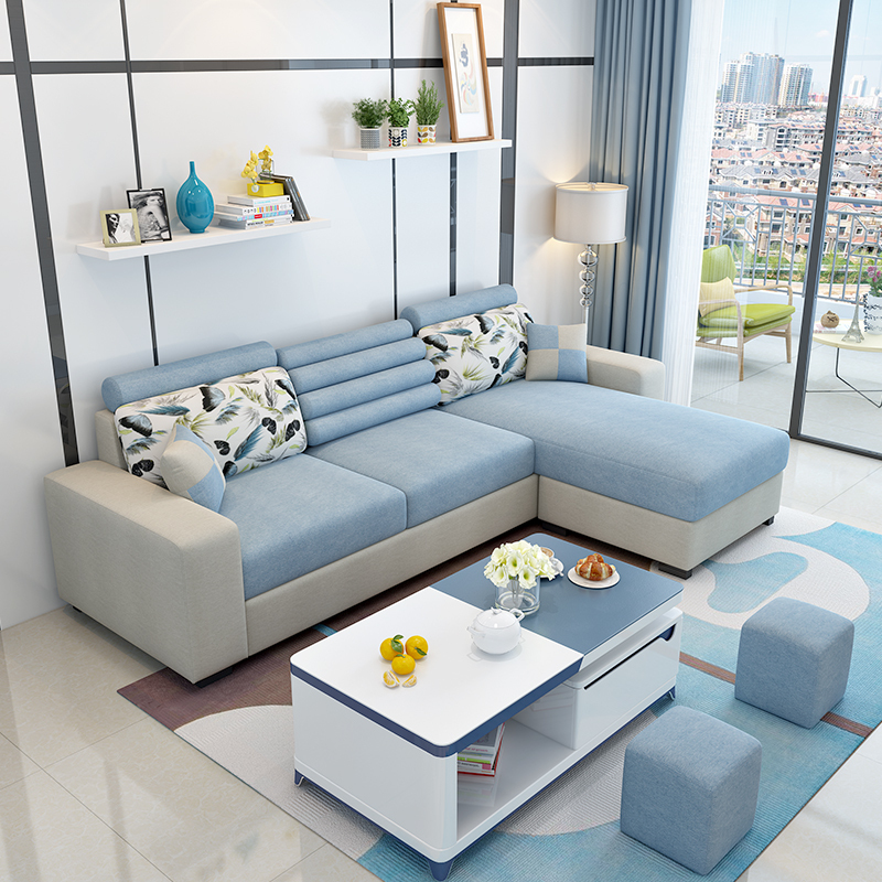 符象布艺沙发简约现代小户型组合客厅家具可拆洗转角三人位布沙发 2号