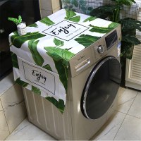 棉麻布艺防尘防水上开滚筒洗衣机罩床头柜盖布冰箱微波炉万能盖巾|芭蕉字母12 55*140cm(洗衣机/单门冰箱)
